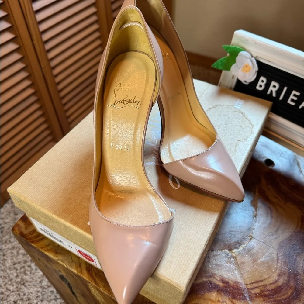 Authentic Christian Louboutin 37 Blush Pink/Taupe high heels - Picture 2 of 16